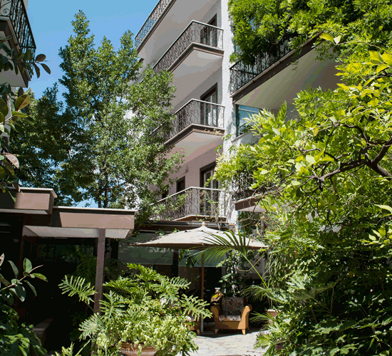 Der Garten des Hotel La Pergola in Rom